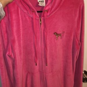 Pink zip up jacket with hood